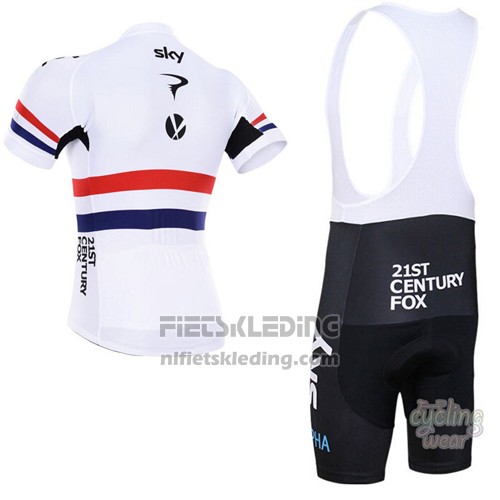 2015 Fietskleding Sky Kampioen Regno Unito Wit en Rood Korte Mouwen en Koersbroek